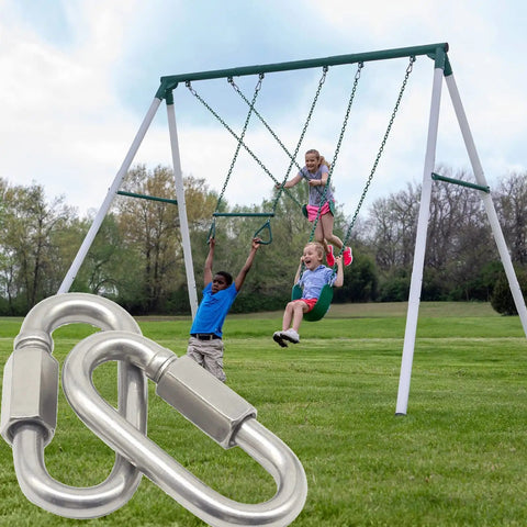 Beefy 30 Pack Quick Link Chain Five Sixteenth Inch Locking Carabiner Links For Porch Swing Hammock And Shade Sail in use