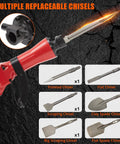 Solid Build Heavy Duty Electric Jack Hammer Concrete Breaker Demolition Rig For Ripping Through Slabs Quick Change Chuck System with multiple chisel attachments.