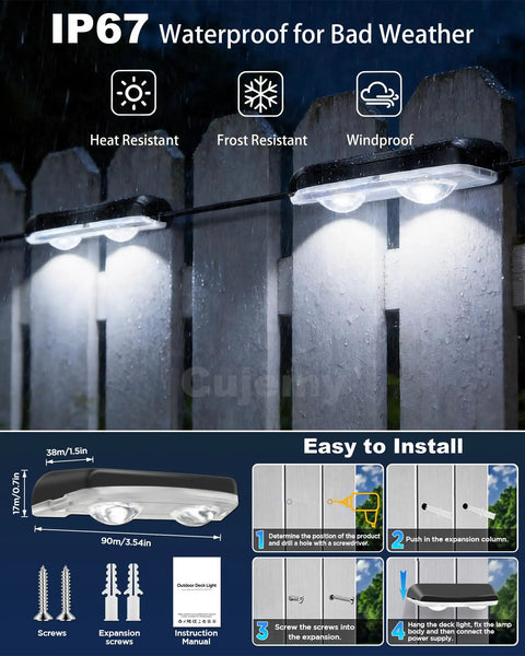 Outdoor RGB LED String Lights 50Ft, 8 Pack, Smart App Control and Remote, IP67 Waterproof for Patio Deck Yard Stairs Pool