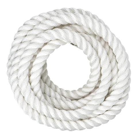 Coiled Heavy Duty Twisted Nylon Rope For Indoor And Outdoor Use All Purpose Utility Cord With Medium Stretch Tough As Nails 1.5in x 50ft White