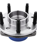 Front Wheel Hub Bearing Assembly Fits Chevy Malibu 1997 To 2005 Classic, Oldsmobile Alero 1999 To 2004, Pontiac Grand Am 1999 To 2005 Replacement Wheel Hub Direct Fit For Easy Install And Long Lasting Performance, showing front view with 5-bolt lug and ABS sensor included.