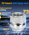 Open End Lug Nuts M14x1.5 Zinc 24Pcs With 19mm Hex Cone Fit Chevy Silverado GMC Sierra Ford F150 Ram 1500 6 Lug OEM Steel Rims And Aftermarket Aluminum Wheels shown with corrosion protection features.