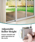Sliding Patio Door Rollers One And One Half Inch Steel Ball Bearing Rollers Two Pack Adjustable Height Silver Finish Compatible With Pella Doors After 1992 Durable Stainless Steel Construction For Lasting Reliability And Quiet Smooth Operation On Track with hand adjusting roller height