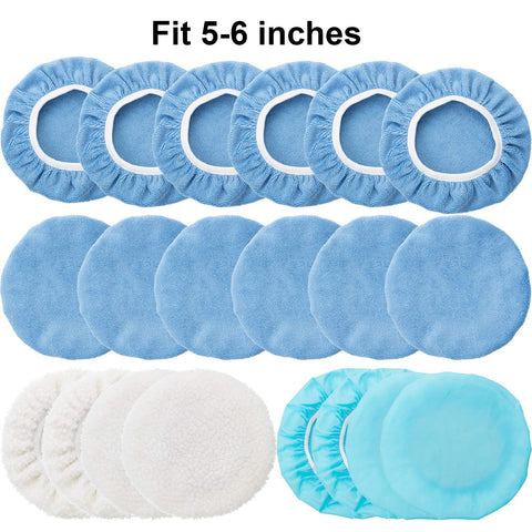 20 Pack 5 To 6 Inch Microfiber Polisher Pad Bonnets For Orbital Buffers Easy Slip On Polishing Buffing Covers Durable Car Detailing Accessories That Will Not Deform Delivers Smooth Mess Free Shine On All Finishes