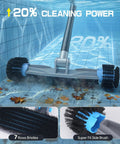 4 in 1 Deluxe Pool Cleaning Kit with Detachable Brush underwater showing cleaning power and details of bristle brush