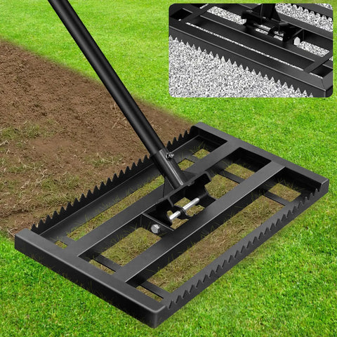Heavy Duty Lawn Leveling Rake With Dual Sided Serrated Edge And Smooth Plate For Leveling Soil Compost Sand And Grass Durable Steel