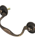 Antique Vintage 3.5 Inch Cabinet Drawer Pull in zinc alloy with screws and supports, showing two-hole design, anti-corrosion finish.