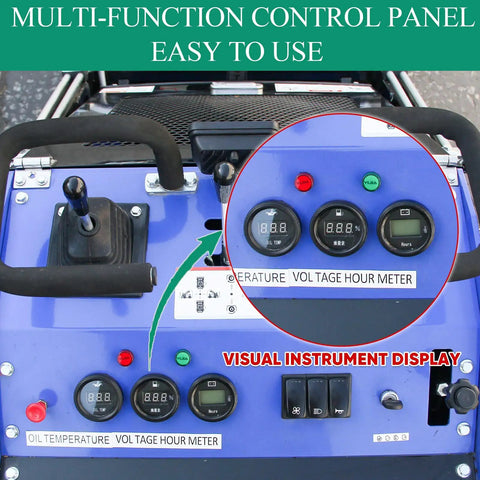 Multi-function control panel of 22 HP Mini Skid Steer Loader with dual cooling, air cooler, and engine fan.