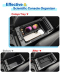 Two Layer Center Console Organizer Tray for 2024 2025 2026 Subaru Crosstrek and Impreza shown with items inside in-car view.