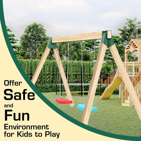 Two Pack A Frame Swing Set Brackets For Outdoor Diy Projects Heavy Duty Swingset Hardware 4x4 Kit With Full Hardware For Backyard Playground Rust Resistant Powder Coated Green Finish