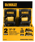 Heavy Duty Ratchet Straps 1.5 By 16 Feet With 5000 Pound Rating 2 Pack Cargo Tie Downs in branded packaging.