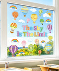 Colorful Hot Air Balloon Window Clings Set for Back to School Decor Double Sided Classroom Glass Decals 9 Sheets Window Stickers