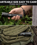 Insanely Bright 99,000 Lumen Rechargeable LED Flashlight Two Pack in hand and inside a backpack pocket