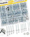 580 Piece Pop Rivet Assortment Kit With Aluminum Blind Rivets In 3/32 1/8 5/32 3/16 Inch Diameters 2mm To 12mm Grip Range Includes 60 Washers