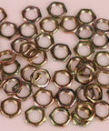 Collection of Beefy Hex Lock Nut Fasteners Steel Yellow Zinc Coated For One Eighth Inch Iron Pipe Size Standard Lamp Pipe Threads
