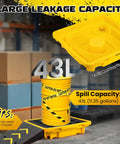 Three Piece Spill Containment Pallet Set With Drain Outlet Heavy Duty 800Kg Capacity Holds One 200L Drum 26.4 X 26.4 Inch