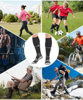 Unisex 2 Pack Compression Socks For Men And Women With Ankle And Arch Support Calf Massage Pad And 20 To 30 MmHg Knee High Socks