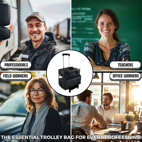 Rolling Teacher Tote Bag With Wheels And Laptop Compartment for school, field workers, professionals, teachers, and office workers.