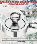 Grtard 1725lb fishing magnet kit; 3.7-inch double-sided neodymium magnet with lifting ring and storage case