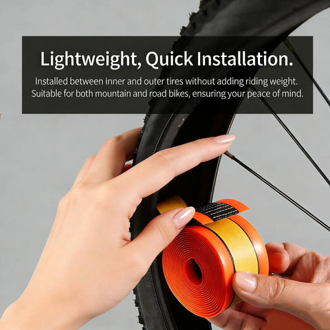Self Adhesive Bike Tire Liners TPU Material With Translucent Mesh Orange Lightweight Easy Install For Mountain And Road Bikes