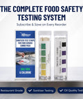 Dual Sanitizer Test Kit for Commercial Kitchens with 200 Strips, Quat 0-400PPM and Chlorine 0-200PPM, Pro-Grade Food Service Testing for Bars, Restaurants, and Cafes, boxed kit and test vials