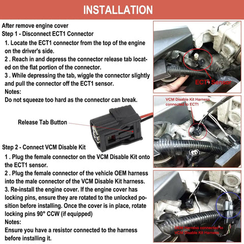 Installation guide for Harness Disable Kit For Honda And Acura 3.5L V6 Engines to disable VCM with Muzzler Tech Easy Install steps.