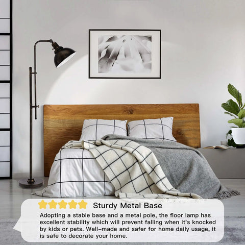 Industrial Floor Lamp Adjustable Rustic Farmhouse Reading Light In Aged Black Finish With Metal Shade Dope Modern Standing Lamp