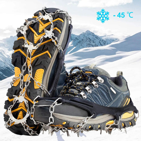 Heavy Duty Ice Cleats With 19 Stainless Steel Spikes For Boots And Shoes Anti Slip Traction Grips For Hiking Walking
