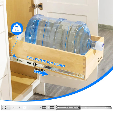Soft Close Drawer Slides 22 Inch, 10 Pairs With Brackets, Full Extension for Heavy Items like Water Jug in Cabinet