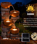 Five Tier Solar Outdoor Water Fountain With LED Lights 33 Point 5 Inch Tall Waterfall For Patio Or Backyard Easy Setup Solar Pump And Panel Included Decorative Pebbles Yard Vibe