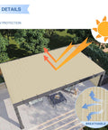 12x12 Ft Pergola Shade Canopy Cover With Grommets And Weighted Rods UV Blocking Durable HDPE Fabric Breathable Outdoor Sun Shade Cloth for patio.