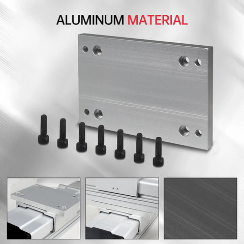 FBX100 Series Linear Stage Connection Module Aluminum Platform Connector Board with bolts, close-up views displayed.