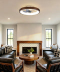 Neojoyoenix Light Fixture, 20" Ceiling Fans with Lights Kit (Led) and Remote Control, modern flush mount in stylish living room.