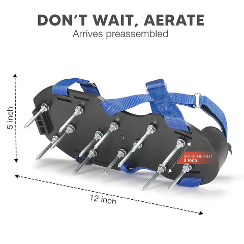 Ready To Use Lawn Aerator Shoes With Adjustable X Straps And Sturdy Spike Platform For Deep Soil Aeration One Size Fits All