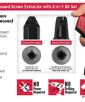 Japan Made 2 Piece 8 Inch Linesman Pliers And Recessed Screw Extractor Set shown with two bits for stripped screws