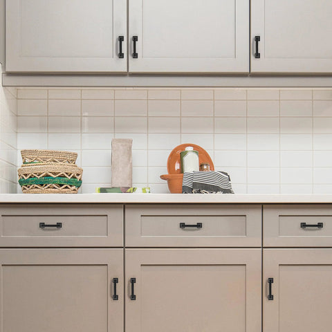 3 Inch Square Cabinet Pulls In Matte Black Arch Design for kitchen cabinets with durable solid construction and easy installation