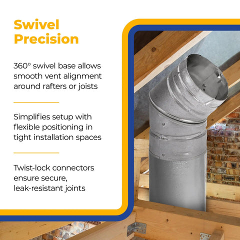 45 Degree Pellet Stove Vent Elbow In Stainless Steel Insulated Double Wall Design 3 Inch Diameter installed in wooden structure