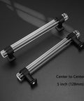 Five Pack Acrylic Cabinet Pulls With Five Inch Hole Centers 128mm Modern Black Matte Lucite T Bar Drawer Handles