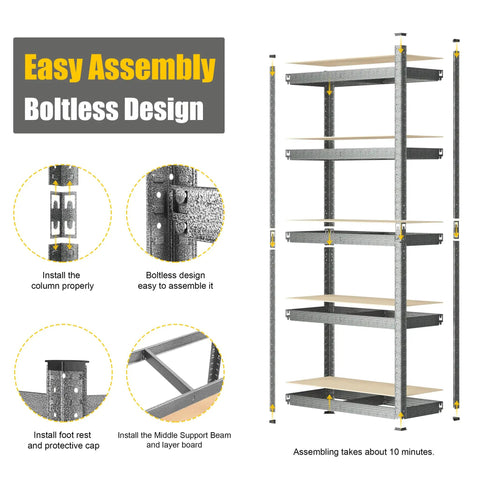 Four Heavy Duty Five Tier Storage Shelves 28 By 12 By 59 Inches Built Rock Solid Utility Rack Organizer For Garage Or Basement Gets The Job Done With Hammer Finish Steel Frame