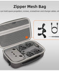 Open All-In-One Drone Case And Travel Bag With Dual Battery Slots, Three Battery Charging Hub, Remote N3 Compartment, propeller insets