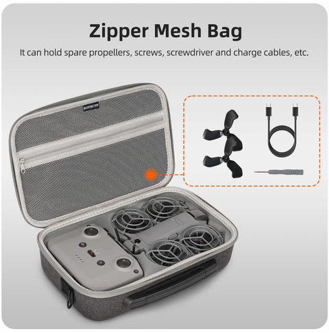 Open All-In-One Drone Case And Travel Bag With Dual Battery Slots, Three Battery Charging Hub, Remote N3 Compartment, propeller insets