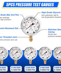 All-In-One Hydraulic Pressure Test Kit With Five Dual-Scale Gauges 10 to 600 Bar and 150 to 10000 PSI display