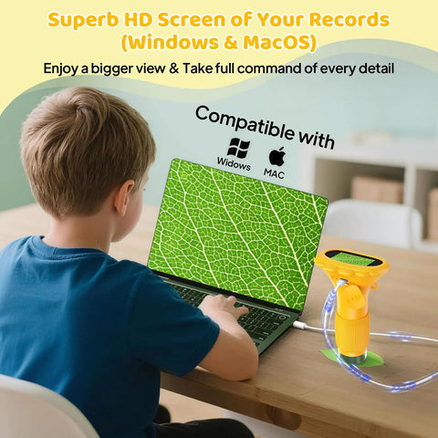 1000X Portable Microscope For Kids With 2 Inch Digital Screen Photo And Video Miniscope Pocket Microscope Gift For Boys And Girls 3-12 Years Old Cool Kid Friendly Three Level Adjustable LED Light Easy To Use STEM Toy on laptop