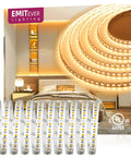 Warm White LED Strip Light 2700K 24V High CRI 95 Easy Install IP30 25ft Spool Over 240 Lumens Per Foot 900 LEDs UL Listed