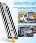 Heavy Duty Drawer Slides With Lock And Full Extension Ball Bearing Rails Side Mount 500 Lb Capacity installed in RVs and trucks