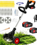 Cordless 3 In 1 Weed Wacker With Battery Power, Stringless Trimmer Brush Cutter And Lawn Edger And Mower, accessories and blades