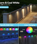 Solar Fence Lights Outdoor Waterproof LED Color Changing And Warm White Dope Color Options With 4 Modes for railing and wall
