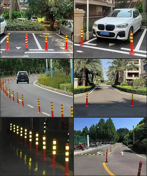 Badass Flexible Parking Barrier Poles And Commercial Traffic Delineator Posts Built Like A Tank With Rugged PU Construction For Street Safety Night Guide Markers