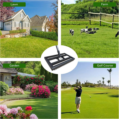 Tough As Nails Heavy Duty Lawn Leveling Rake With 74 Inch Adjustable Handle Reinforced Welds And Reversible Plate in lawn, farm, garden, and golf course settings.