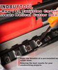 Heavy Duty 13 Inch Benchtop Wood Thickness Planer With Slick Helical Spiral Cutterhead And 120V 15Amp Motor For Fast Stock Removal close-up of tungsten carbide cutter head during installation.